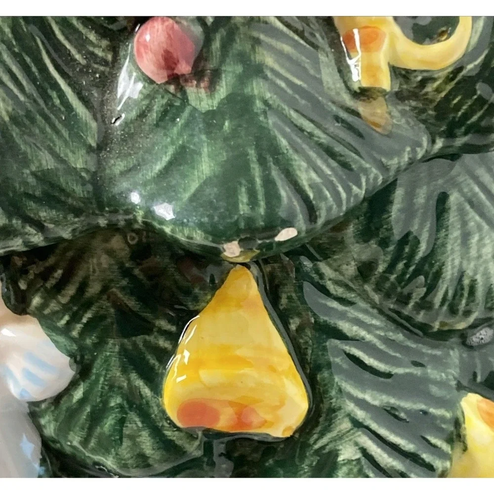 Vtg Earthenware Christmas Tree‎ Cookie Jar w/Lid Home Trends Ceramic Kitchen